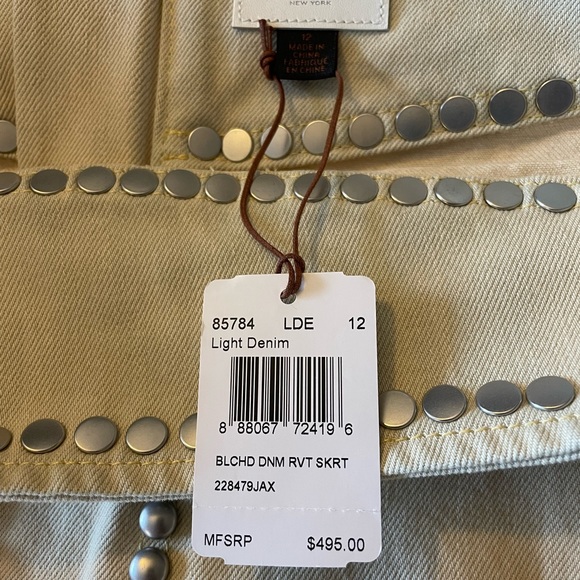 NWT COACH STUDDED LIGHT DENIM MINI SKIRT SIZE 12 - Picture 8 of 11